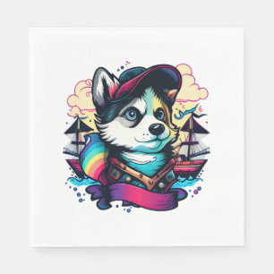 Servilleta De Papel Pirata de perro Husky