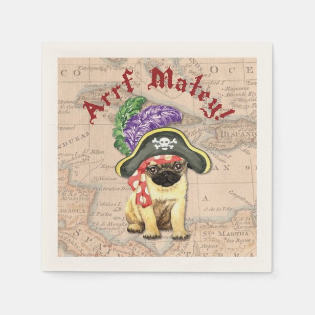 Servilleta De Papel Pirata Pug (Anverso)