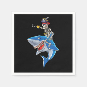 Servilleta De Papel Pirata Skeleton montando tiburón Cute niños Hallow