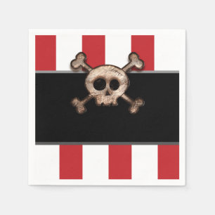 Servilleta De Papel Pirata Skull y Crossbone Partido de Cumpleaños Bla