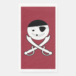 Servilleta De Papel Pirata sonriente amistoso con espadas cruzadas en 