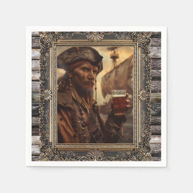Servilleta De Papel Pirate Pintor Cave Cigar Bebida Bar (Anverso)