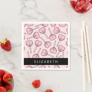 Servilleta De Papel Pirulís rosados, pirulís con forma de corazón, pir