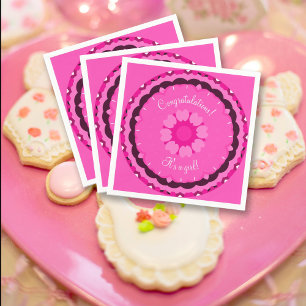 Servilleta De Papel Pisa rosa Kaleidoscope Baby Shower Napkins