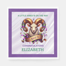 Servilleta De Papel Pisces Zodiac Baby Shower Lavender and Green