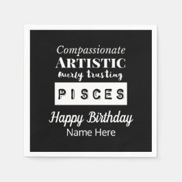 Servilleta De Papel Pisces Zodiac Características del Divertido Cumple
