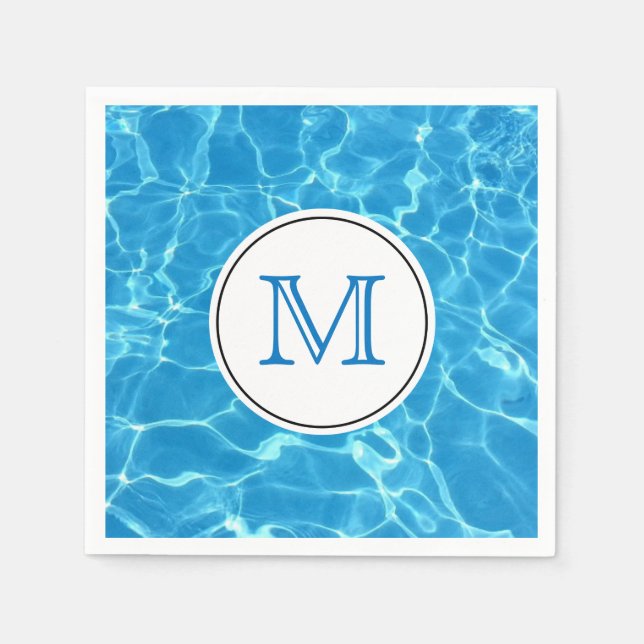Servilleta De Papel Piscina azul espumosa Monograma de agua (Anverso)