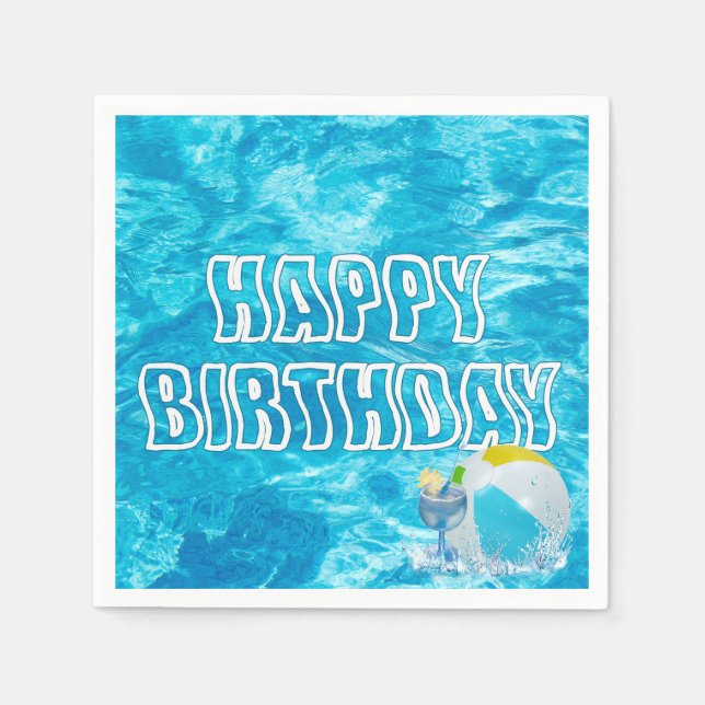 Servilleta De Papel Piscina de cumpleaños Fiesta Fun Napkins (Anverso)