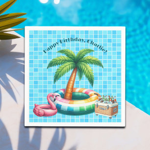 Servilleta De Papel Piscina de palmeras Fiesta Flamingo Fiesta de Cump