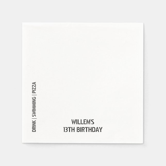 Servilleta De Papel Piscina Fiesta Boy Fiesta de cumpleaños (Anverso)