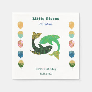 Servilleta De Papel Piscis Zodíaco Globos de Cumpleaños Número 1 y Art
