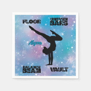 Servilleta De Papel Piso de gimnasia chica, bares, vigas, Vault Pastel