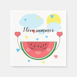 Servilleta De Papel Pista de sandía, texto "Amo el verano",