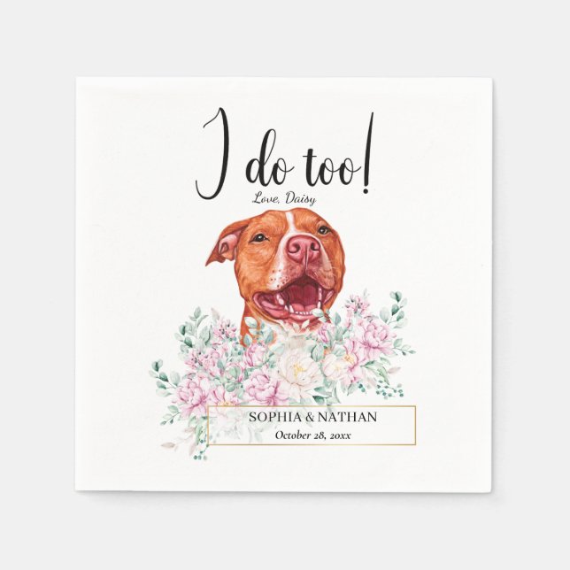 Servilleta De Papel Pit Bulldog Boda Cocktail Napkins (Anverso)