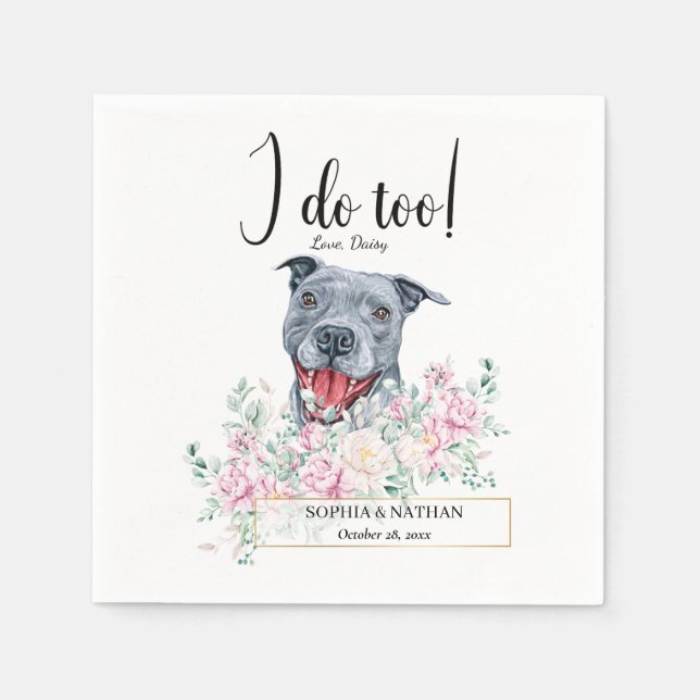 Servilleta De Papel Pit Bulldog Boda Cocktail Napkins (Anverso)