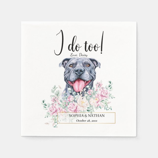 Servilleta De Papel Pit Bulldog Boda Cocktail Napkins (Anverso)