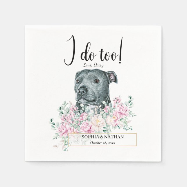 Servilleta De Papel Pit Bulldog Boda Cocktail Napkins (Anverso)
