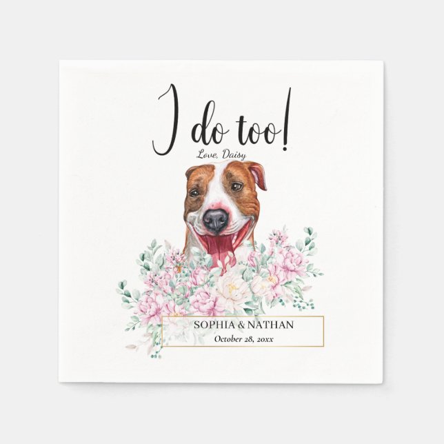 Servilleta De Papel Pit Bulldog Boda Cocktail Napkins (Anverso)
