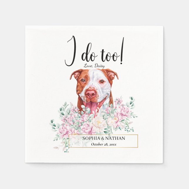 Servilleta De Papel Pit Bulldog Boda Cocktail Napkins (Anverso)