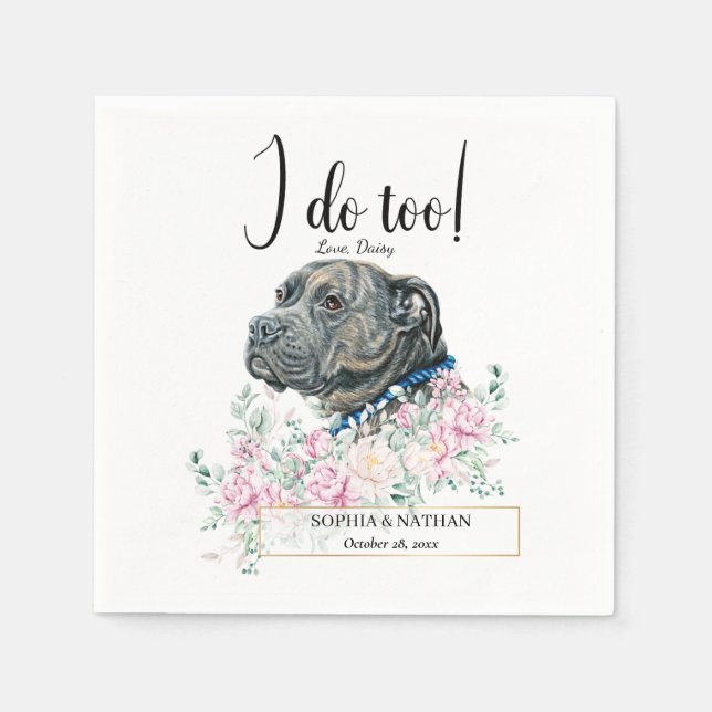 Servilleta De Papel Pit Bulldog Boda Cocktail Napkins (Anverso)