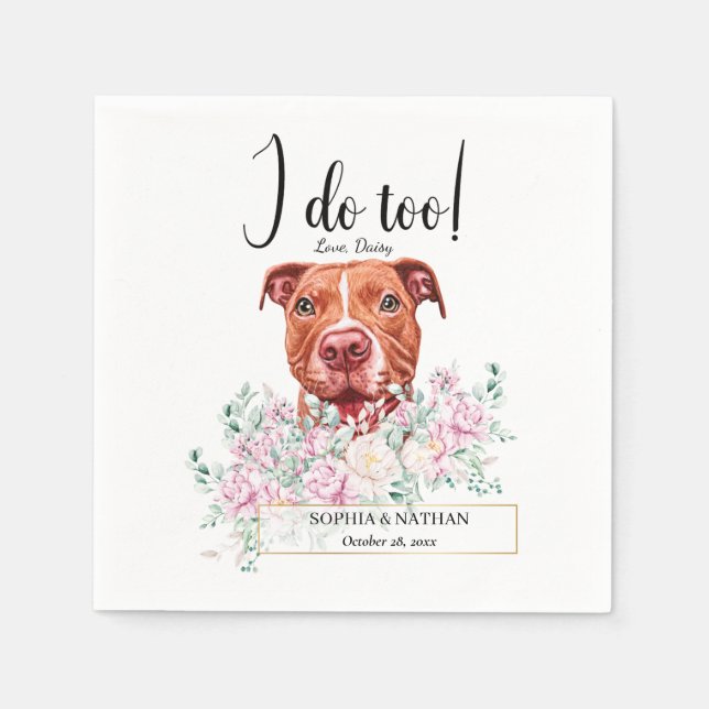 Servilleta De Papel Pit Bulldog Boda Cocktail Napkins (Anverso)