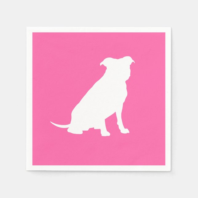 Servilleta De Papel Pitbull, Chica rosado de Baby Shower Bulldog Pit (Anverso)