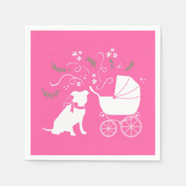 Servilleta De Papel Pitbull, Chica rosado de Baby Shower Bulldog Pit