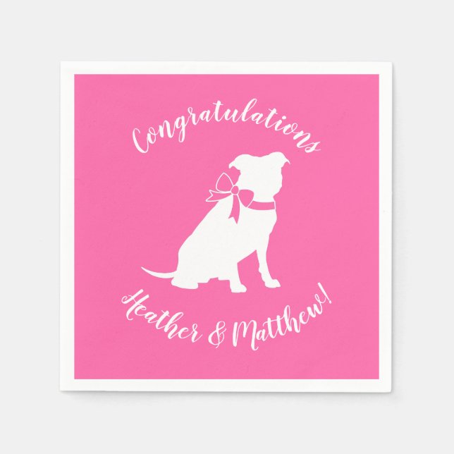 Servilleta De Papel Pitbull, Chica rosado de Baby Shower Bulldog Pit (Anverso)