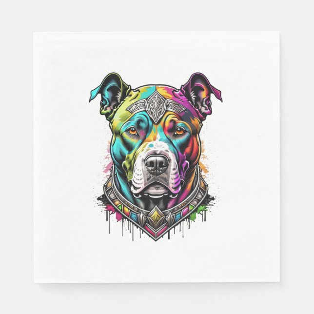 Servilleta De Papel pitbull colorido (Anverso)