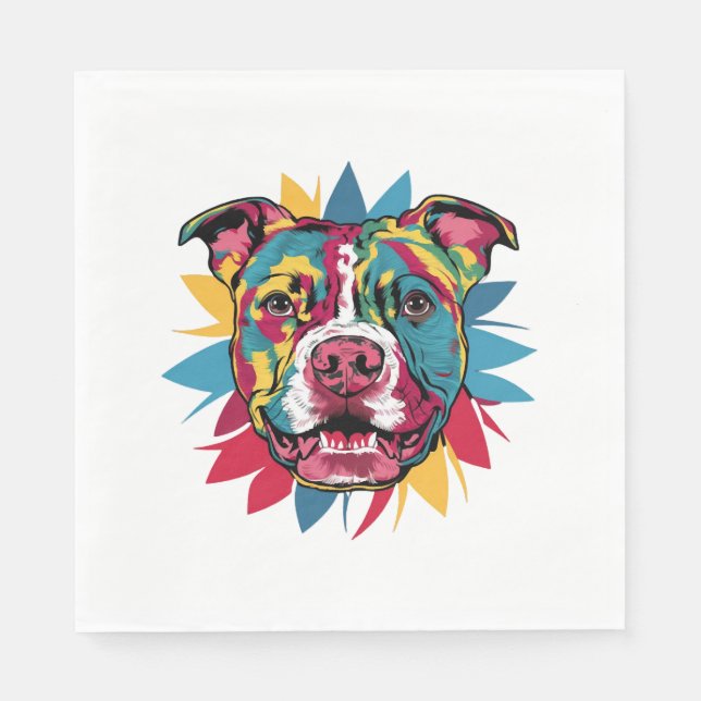 Servilleta De Papel pitbull de perro divertido y colorido (Anverso)