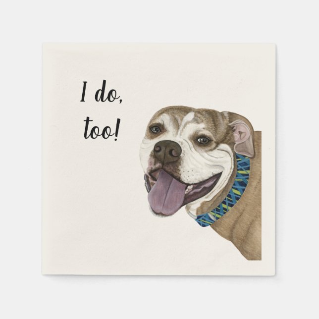 Servilleta De Papel Pitbull Dog Personalizado Cocktail Napkin (Anverso)