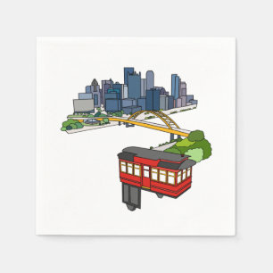 Servilleta De Papel Pittsburgh Pennsylvania Steel City Skyline Art Can