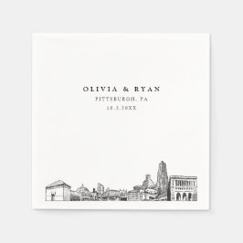 Servilleta De Papel Pittsburgh Skyline Boda Papel Cocktail Napkin