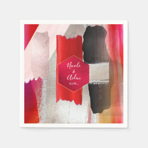 Servilleta De Papel PixDezines Acuarela Moderna Rojo Negro