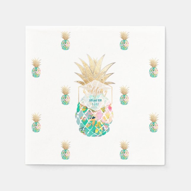 Servilleta De Papel PixDezines Aloha Pineapples/fondo DIY (Anverso)