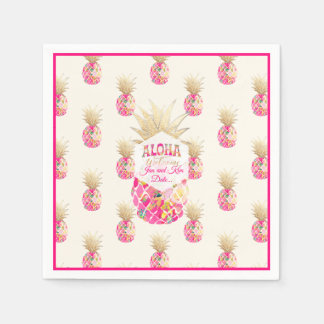 Servilleta De Papel PixDezines Aloha Pineapples/fondo rosado/DIY