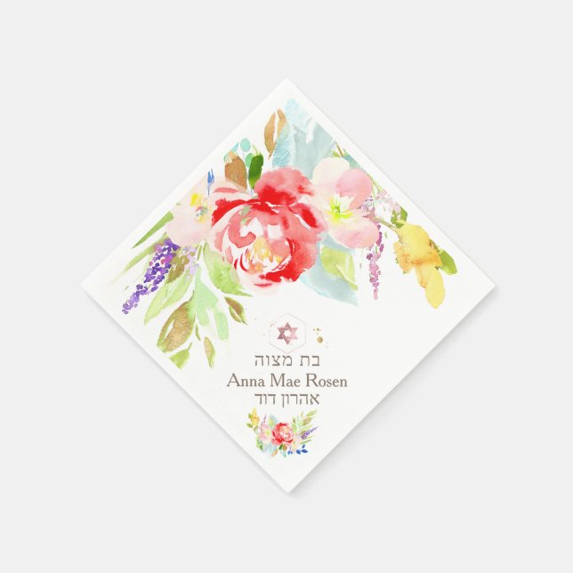 Servilleta De Papel PixDezines Coral Peonies, Faux Rosa Gold Mitzvah (Borde)