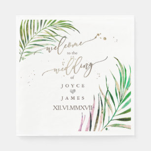 SERVILLETA DE PAPEL PIXDEZINES HOJAS DE PALMA AL ACUARELA