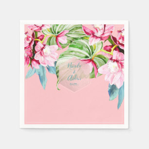 Servilleta De Papel PixDezines Pink Orchid+Palmas Boda Tropical