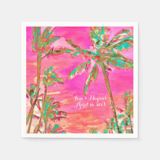 Servilleta De Papel PixDezines Vintage Hawaiian Beach/Pink/Verde azula
