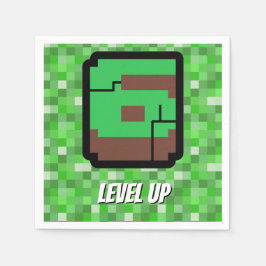 Servilleta De Papel Pixelated Gamer Green Building Level Up 6