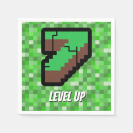 Servilleta De Papel Pixelated Gamer Green Building Level Up 7