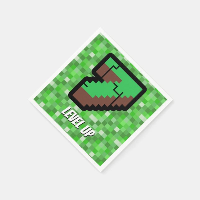 Servilleta De Papel Pixelated Gamer Green Building Level Up 7 (Borde)