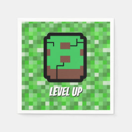Servilleta De Papel Pixelated Gamer Green Building Level Up 8