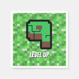 Servilleta De Papel Pixelated Gamer Green Building Level Up 9