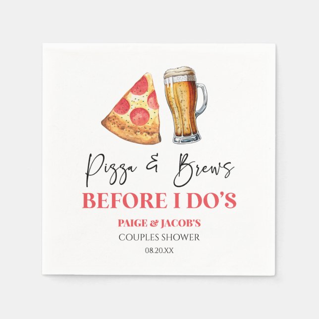 Servilleta De Papel Pizza and Brews Before I Do's Couples Shower (Anverso)