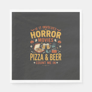 Servilleta De Papel Pizza Cerveza Películas De Terror Diseño De Hallow