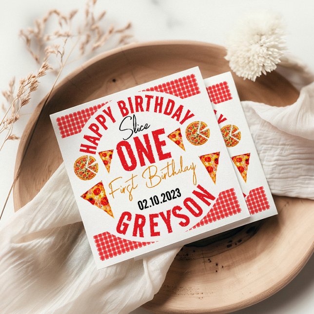 Servilleta De Papel Pizza de bebé de rebanada moderna 1º cumpleaños (Subido por el creador)