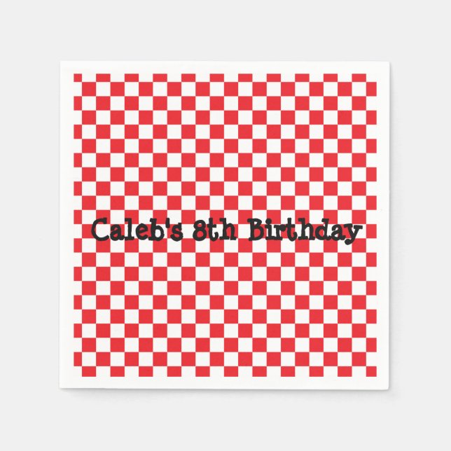 Servilleta De Papel Pizza Fiesta Red Checker Napkins Partidos de Cumpl (Anverso)