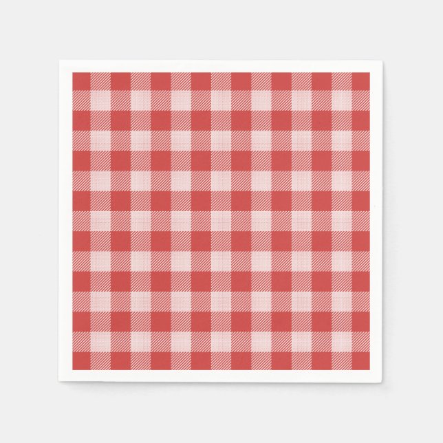 Servilleta De Papel Pizza Fiesta Red Gingham Plaid Paper Napkin (Anverso)